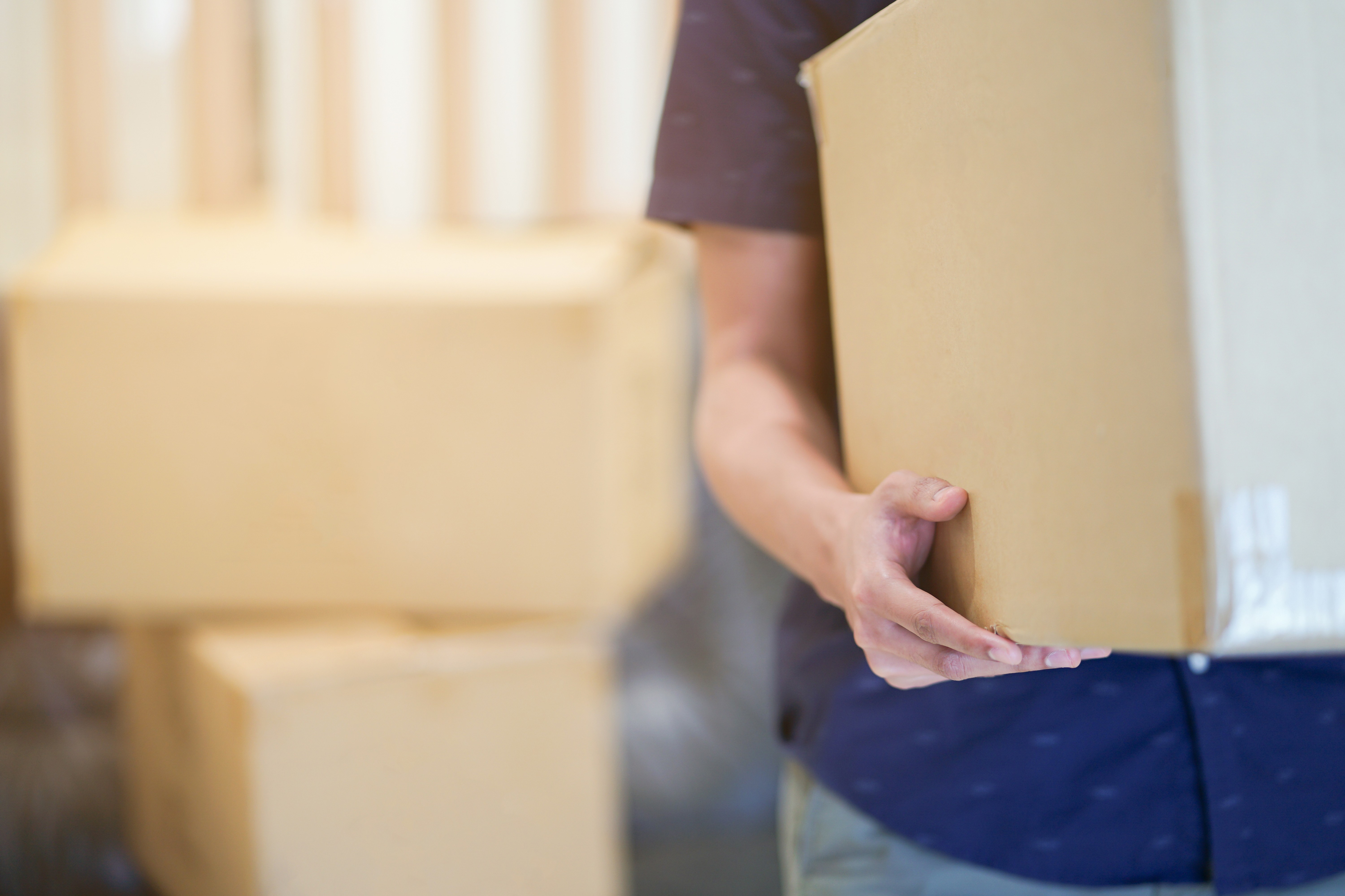 A man is carrying a box showcasing how to store pet’s memories by ARENA storage