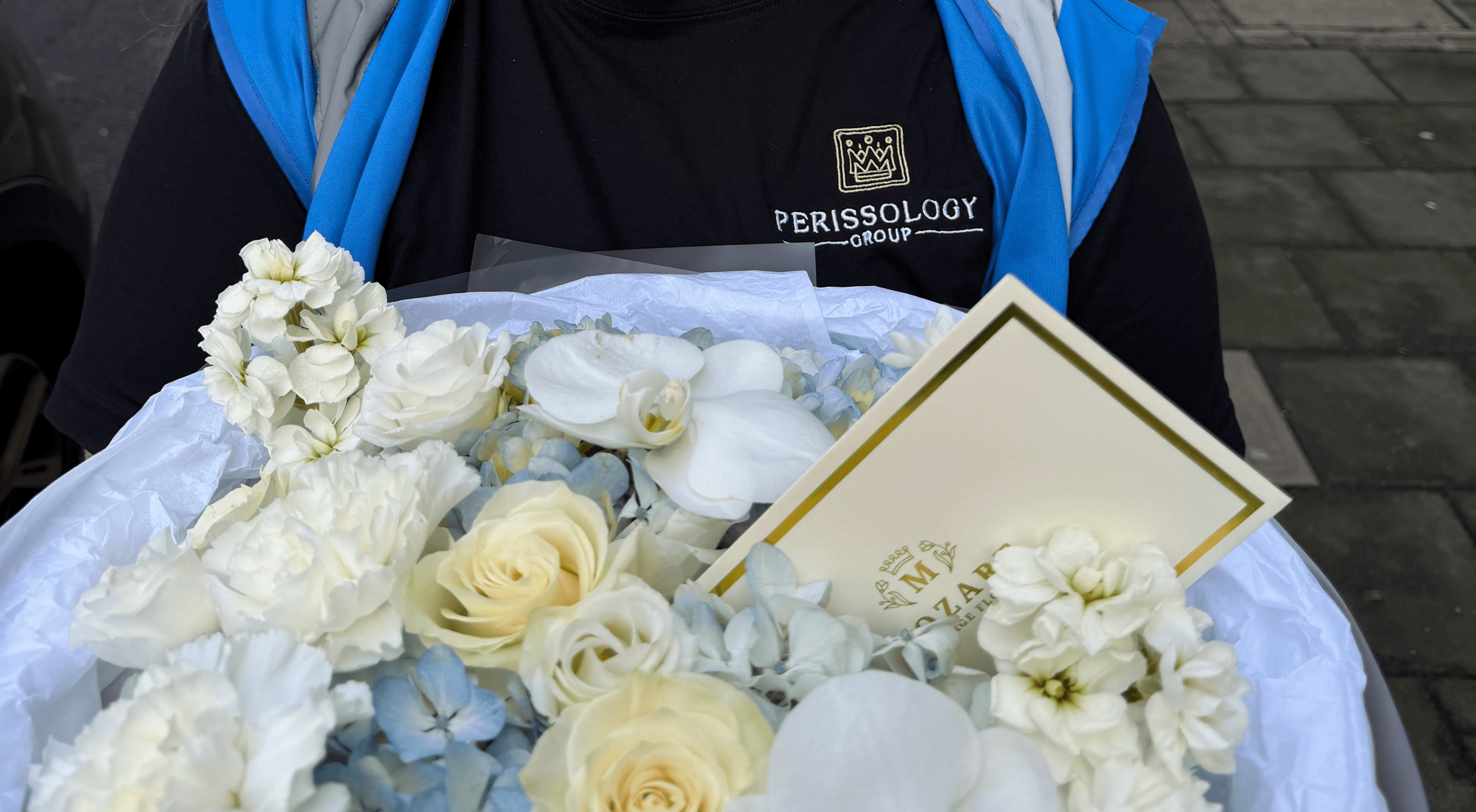 Perissology courier delivering high value flowers