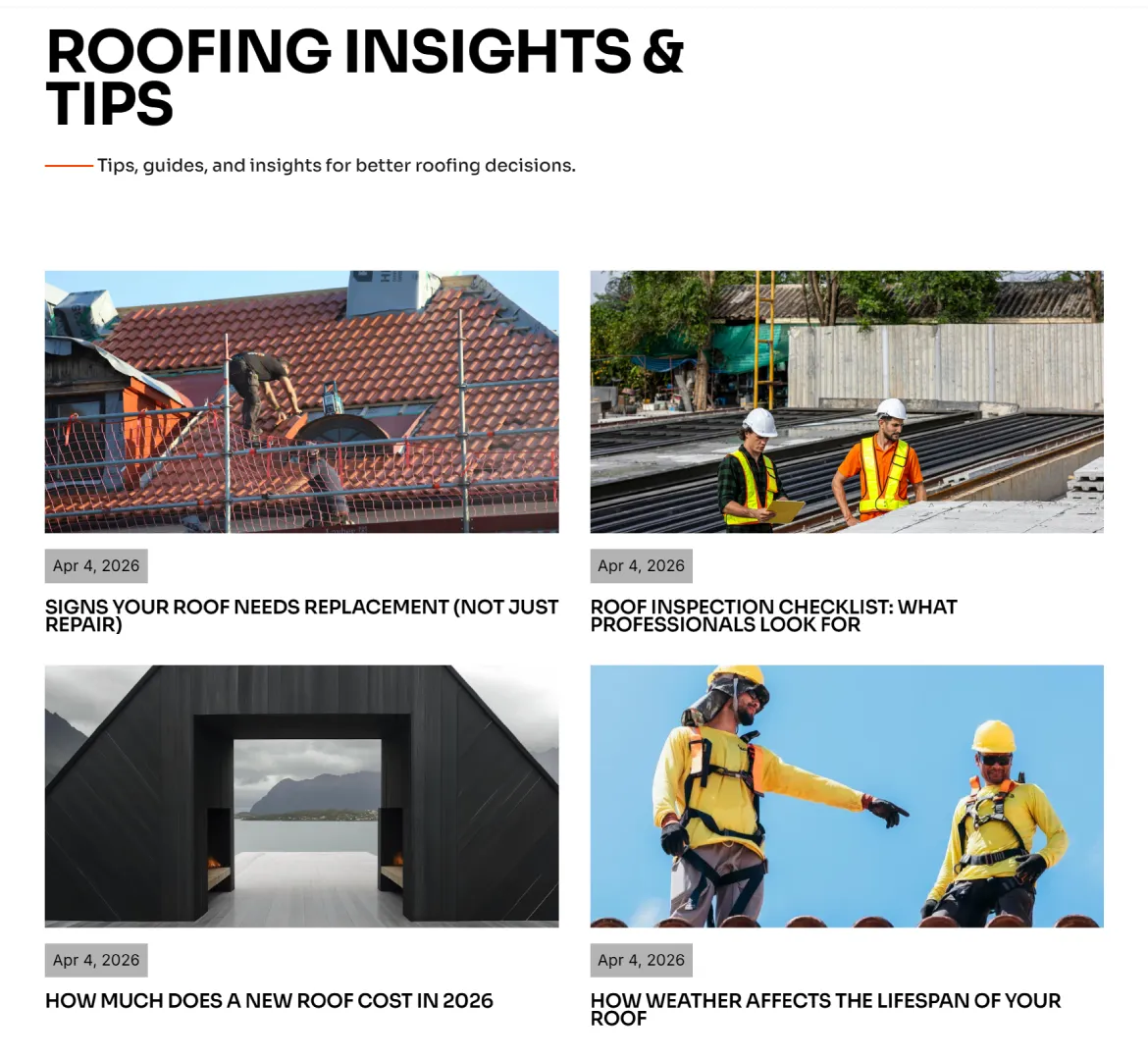 RoofX roofing website project detail image.