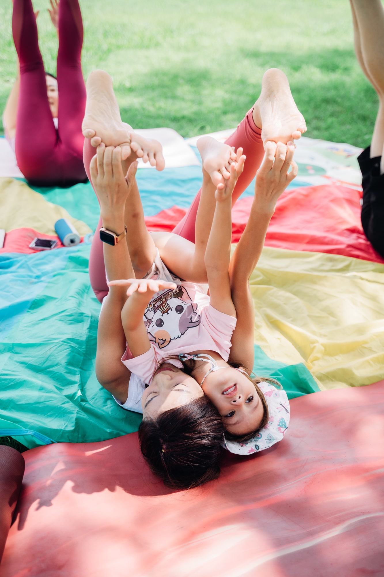 Female yoga instructor teaching a client