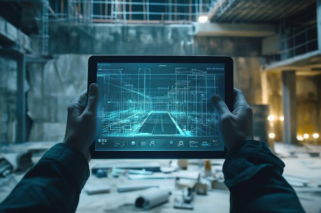 A man stands while two people sit at a table in an office setting, smiling and engaged in conversation. The mood is friendly and collaborative.