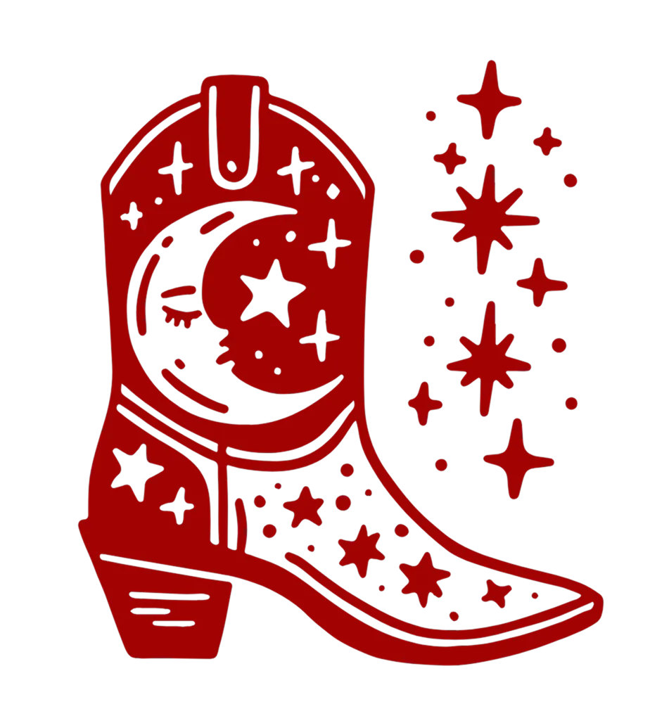 Ilustracja buta kowbojka z gwiazdkami