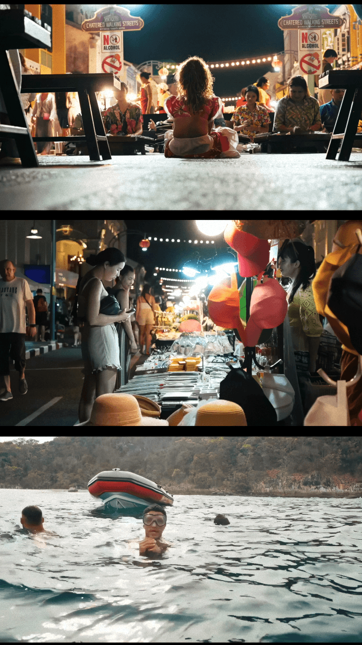 Bride sitting on ground against wall, groom standing nearby
