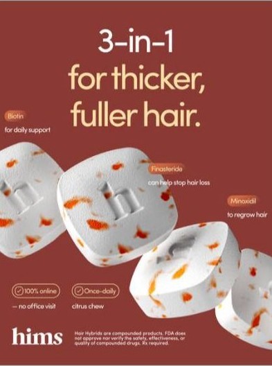 hims static ad: 3-in-1 for thicker, fuller hair