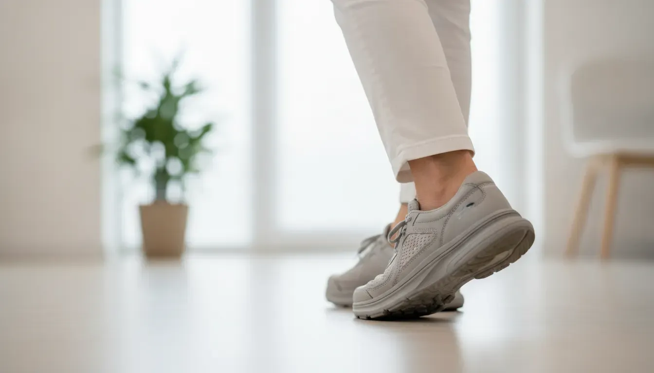 Supportive walking shoes with cushioning and a stable sole