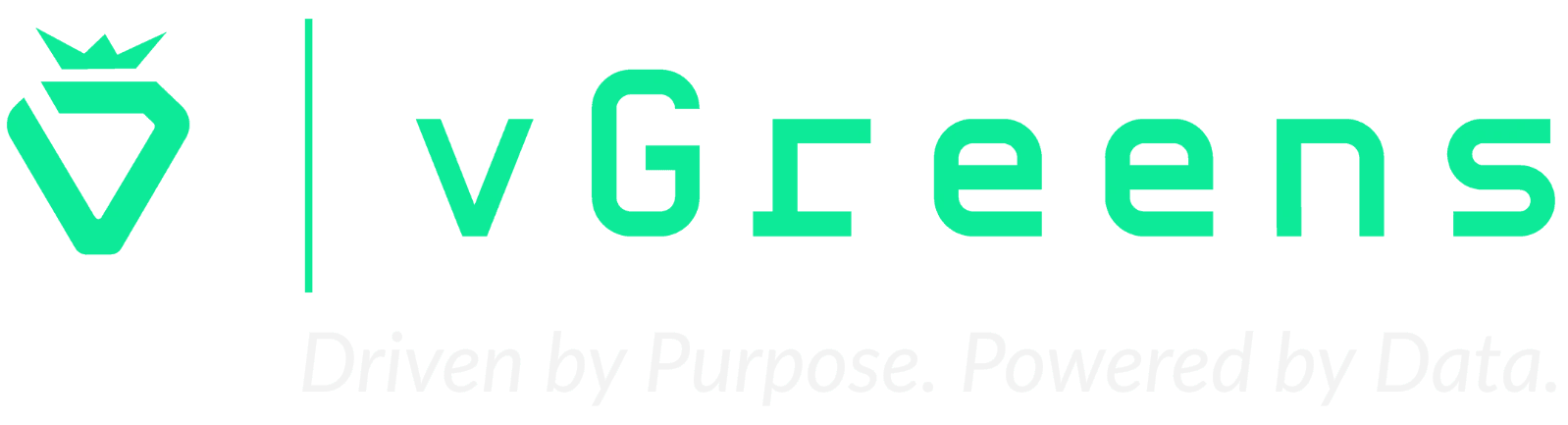 vGreens logo in mint green