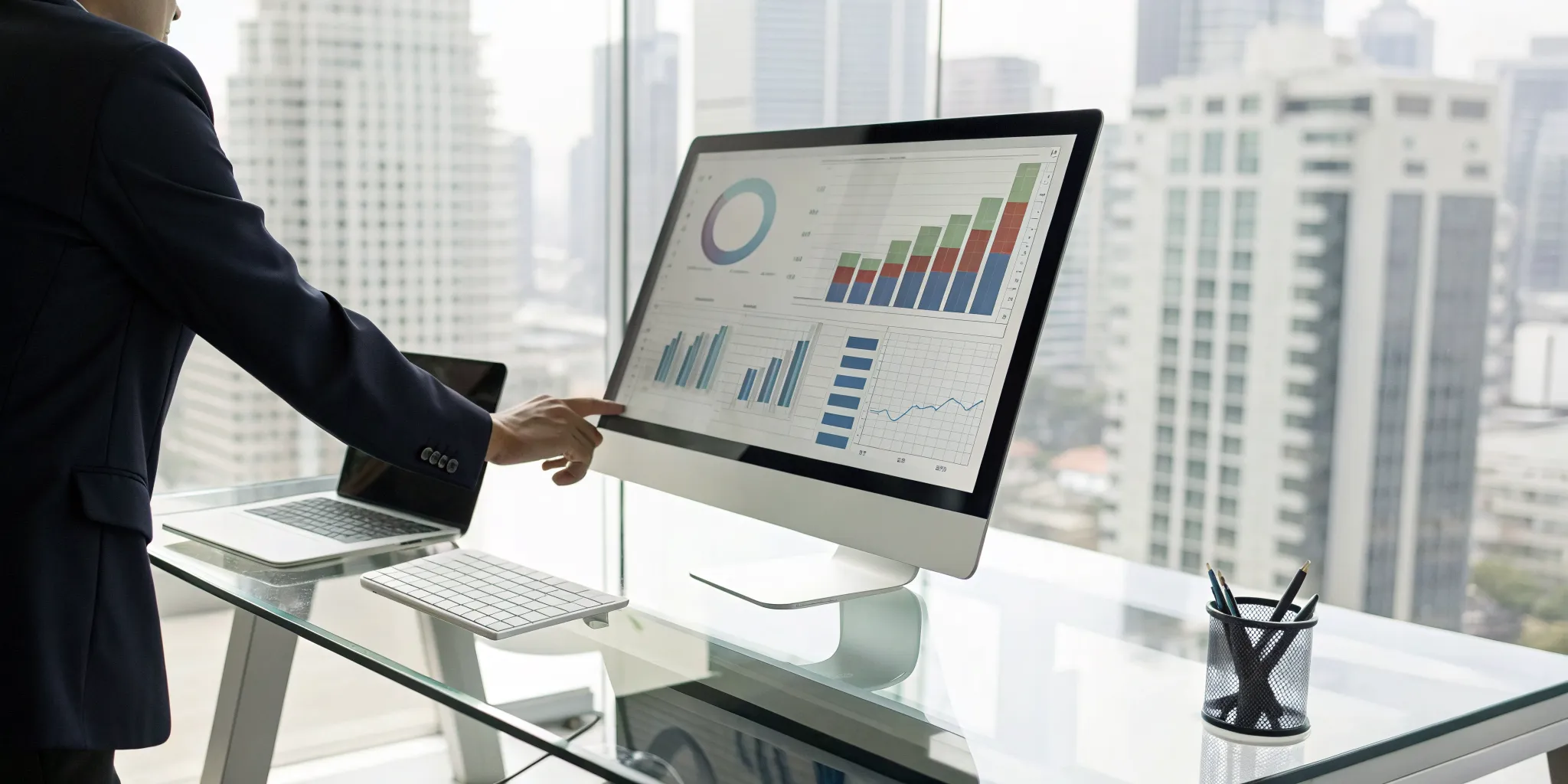 An investor choosing the best structured notes platforms by analyzing charts on a computer.