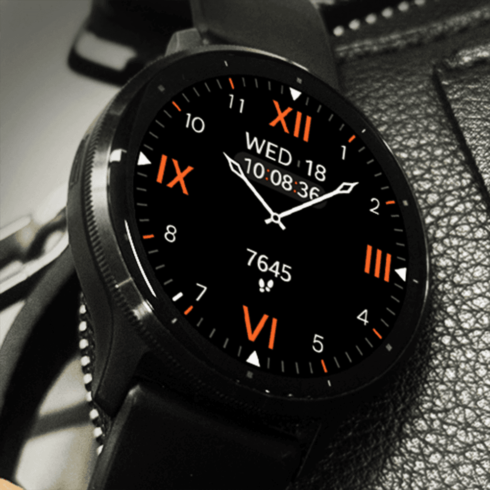 Venu 4 watch displaying a minimal orange watch face