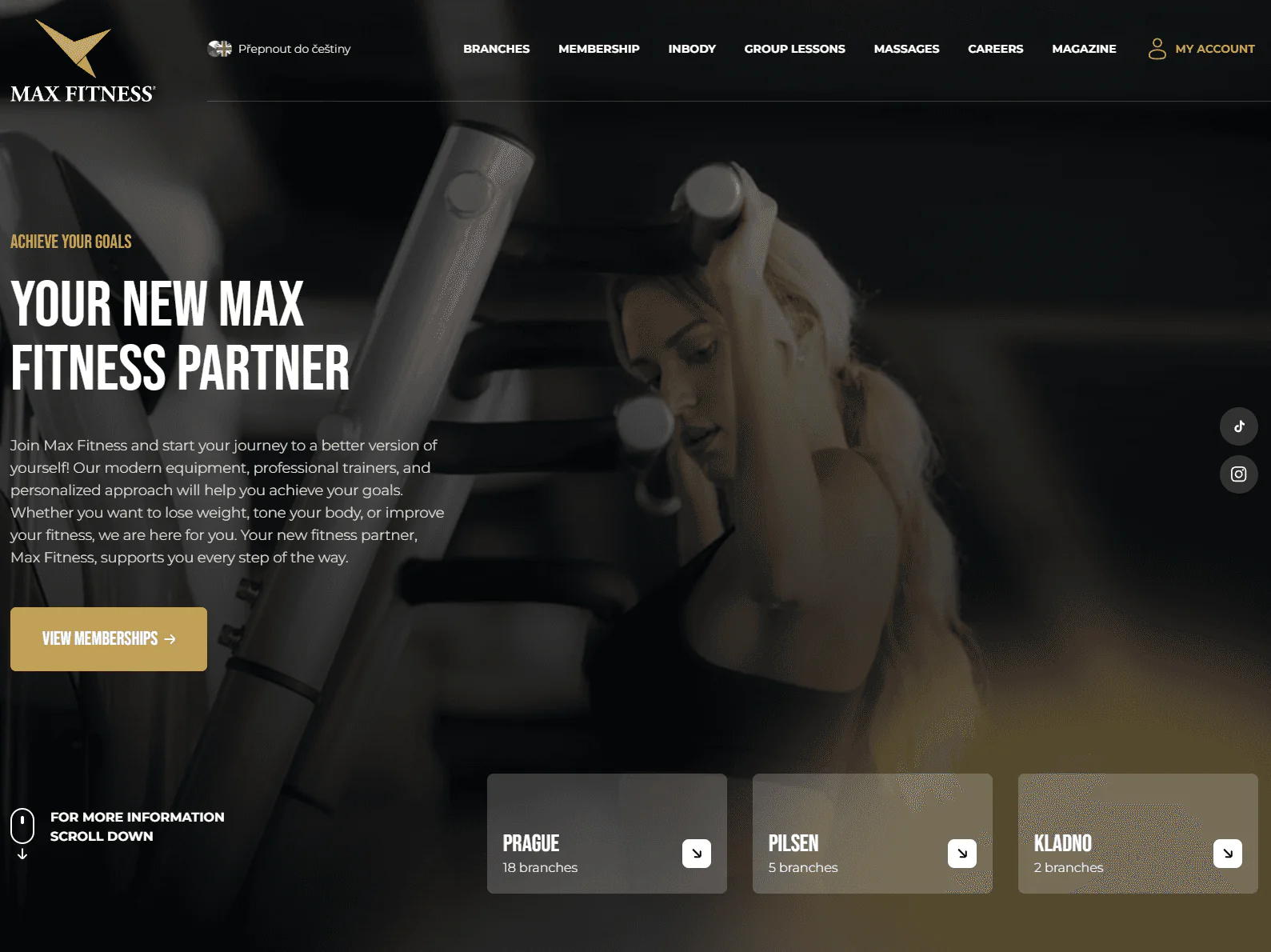 Max Fitness website design, fitness example