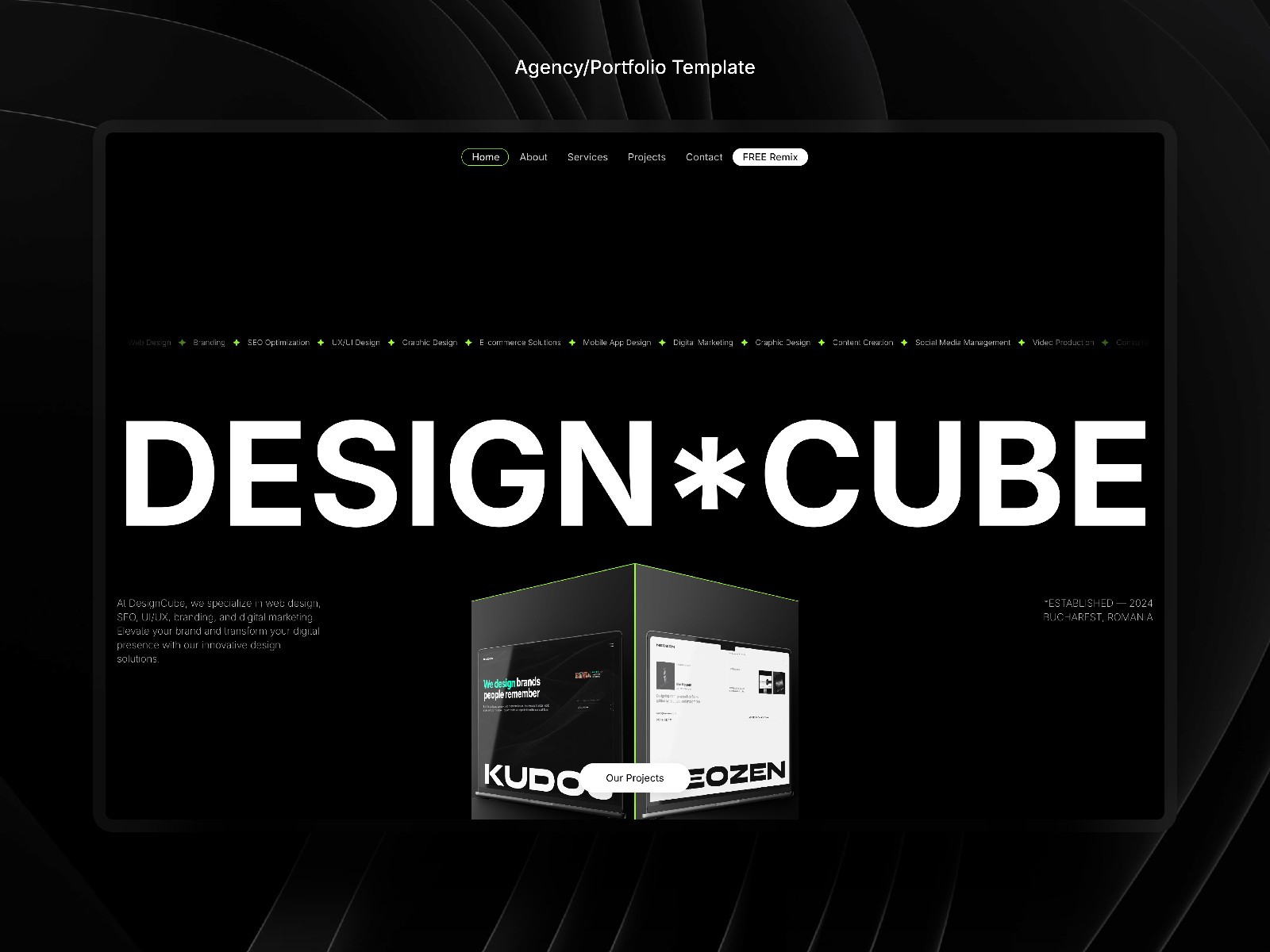 DesignCube — 高级暗黑现代创意机构官网设计灵感