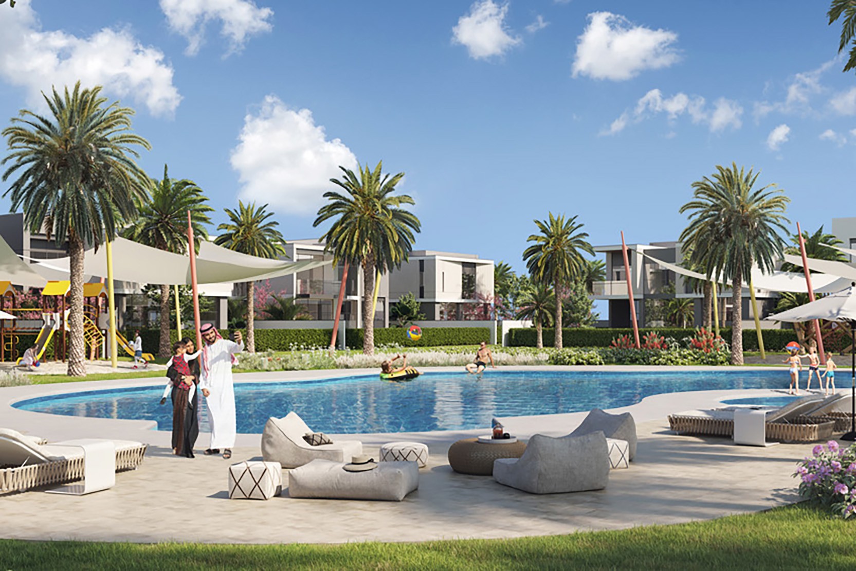 Visual depiction of the upcoming community park in Murooj Al Furjan, designed with open areas and natural elements.