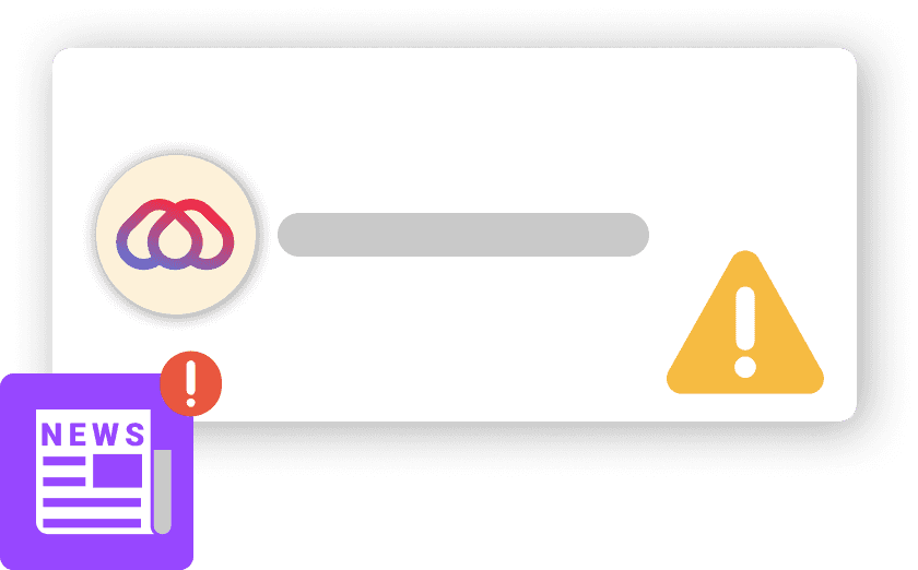 Eine E-Mail-Benachrichtigung mit einem Ausrufezeichen erscheint neben einem Nachrichtensymbol und einem Warnsymbol in Dreiecksform.