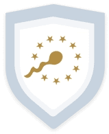 Sperm emblazoned on a shield representing security