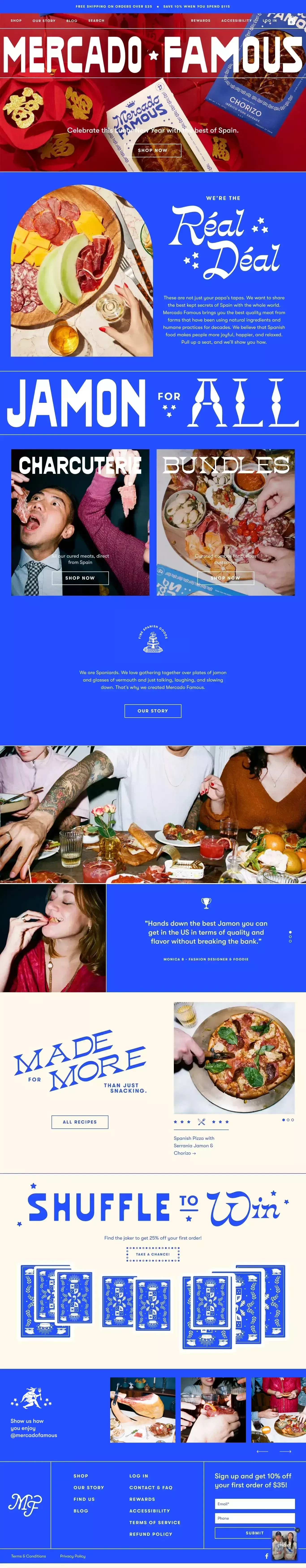 Mercado Famous - From Spain with Love ecommerce page screenshot showcasing Food & Drinks and Ecommerce design