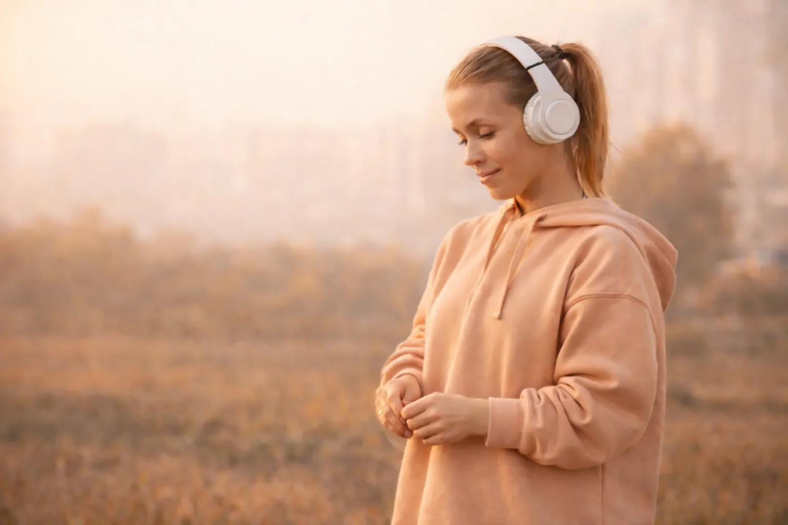 Woman using phone to track cycle with Neura Health app