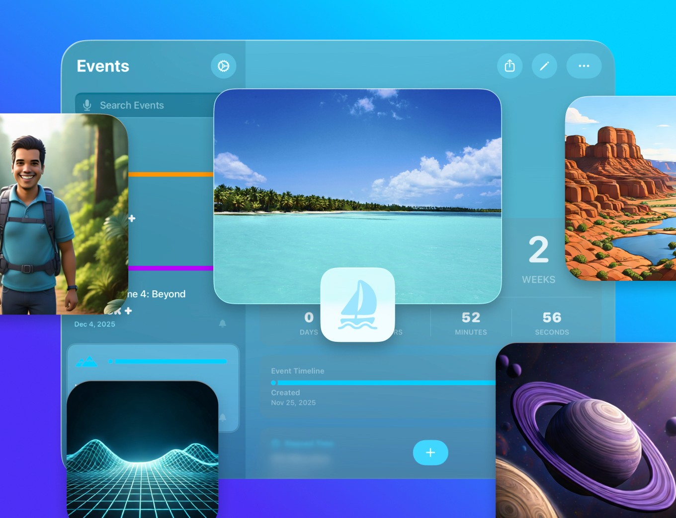 countdown cover images flying out of the app