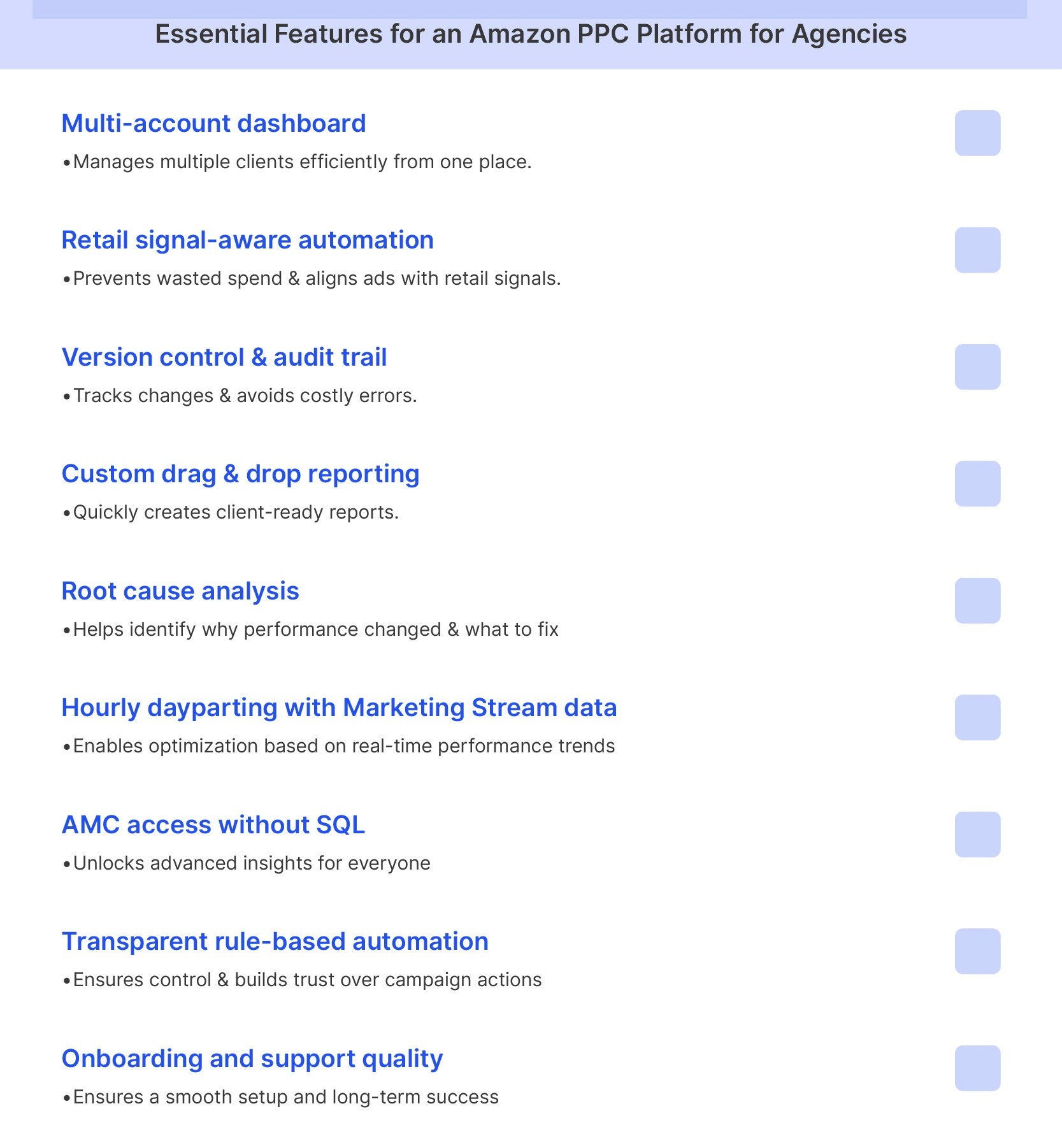 Amazon PPC platform for agencies — an evaluation checklist @@ Amazon PPC platform for agencies — an evaluation checklist