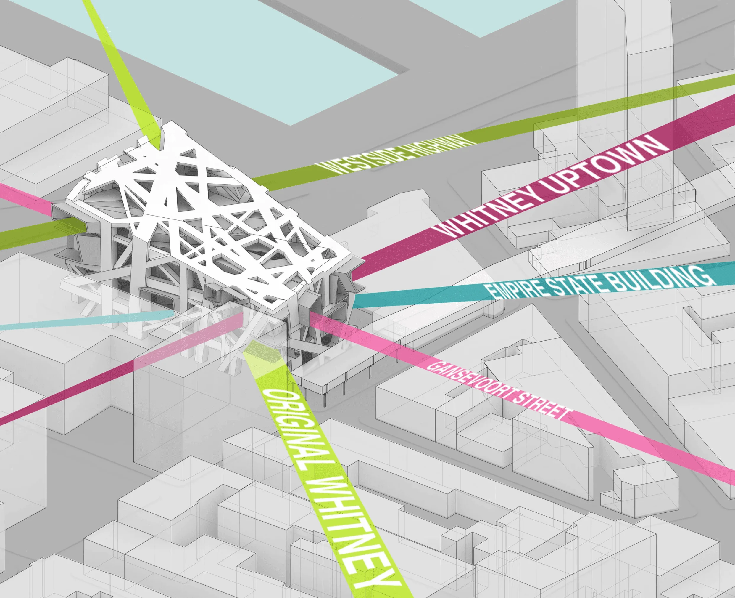 Sight lines diagram for the Whitney Downtown proposal