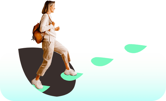 Human on stepping stones