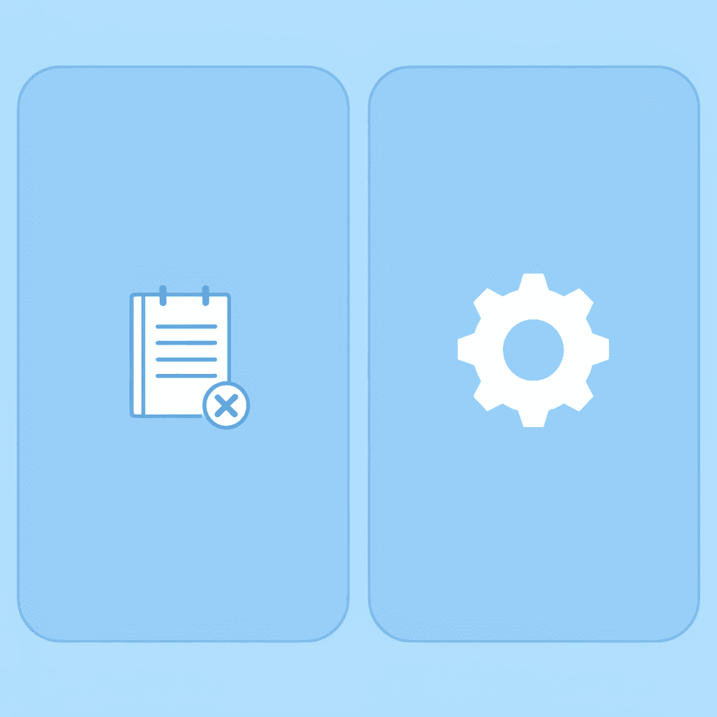 Comparison showing manual knowledge management versus an AI-powered automated system