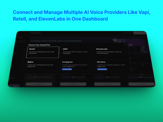 dashboard showing connection of multiple AI voice providers including Vapi, Retell, and ElevenLabs in a white-label AI voice platform-VoiceAIWrapper