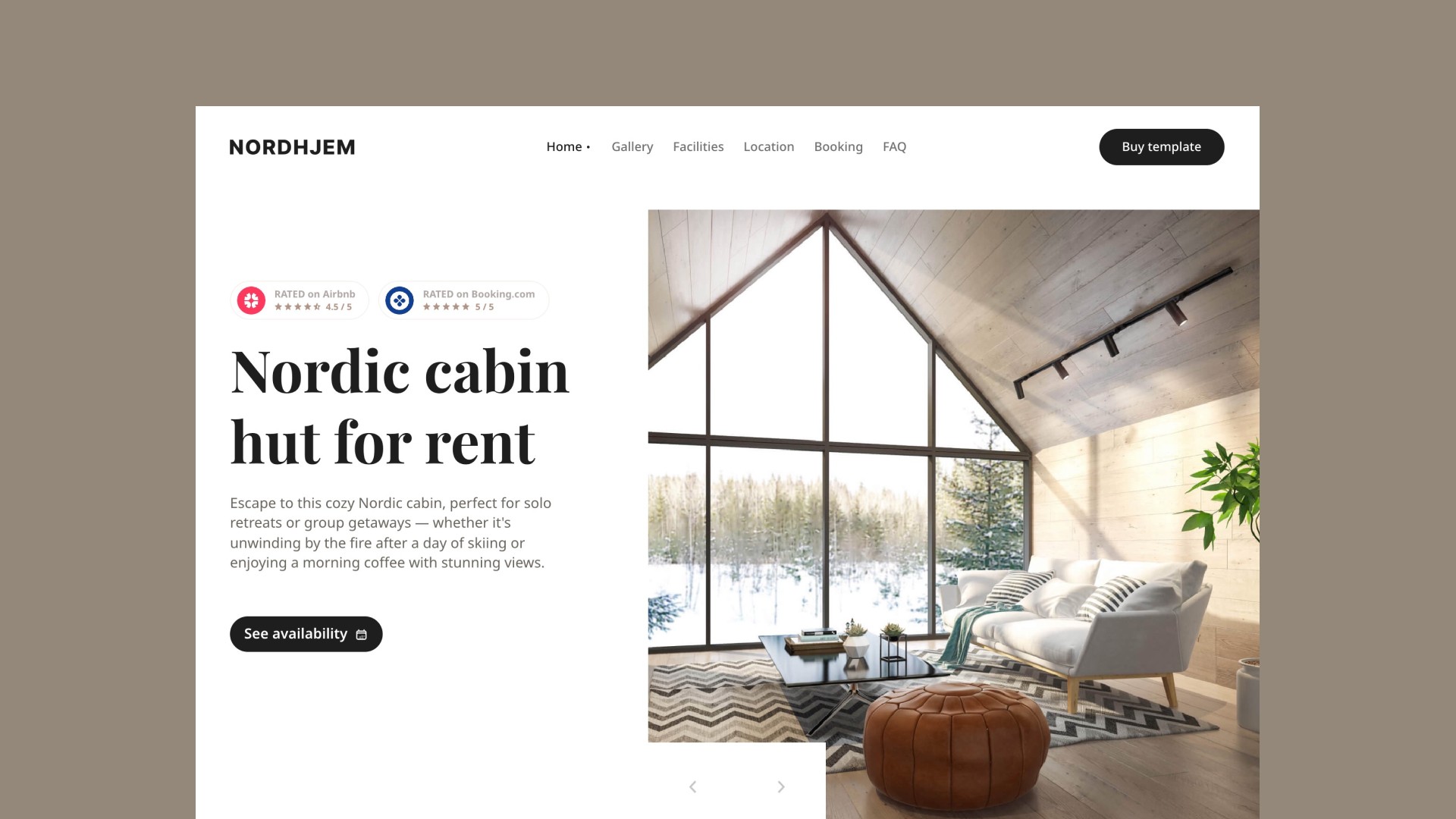 Nordhjem, a free Framer Airbnb rental template