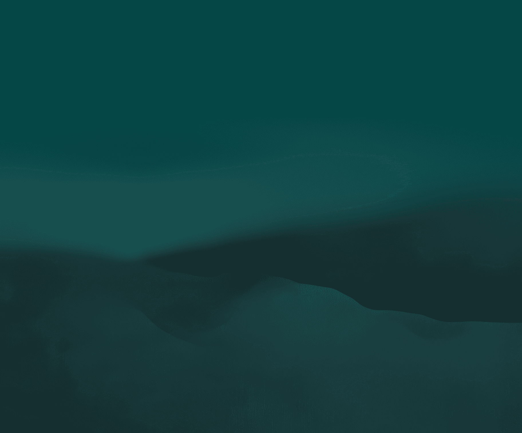 Abstract teal and green fog-like waves in a dark landscape