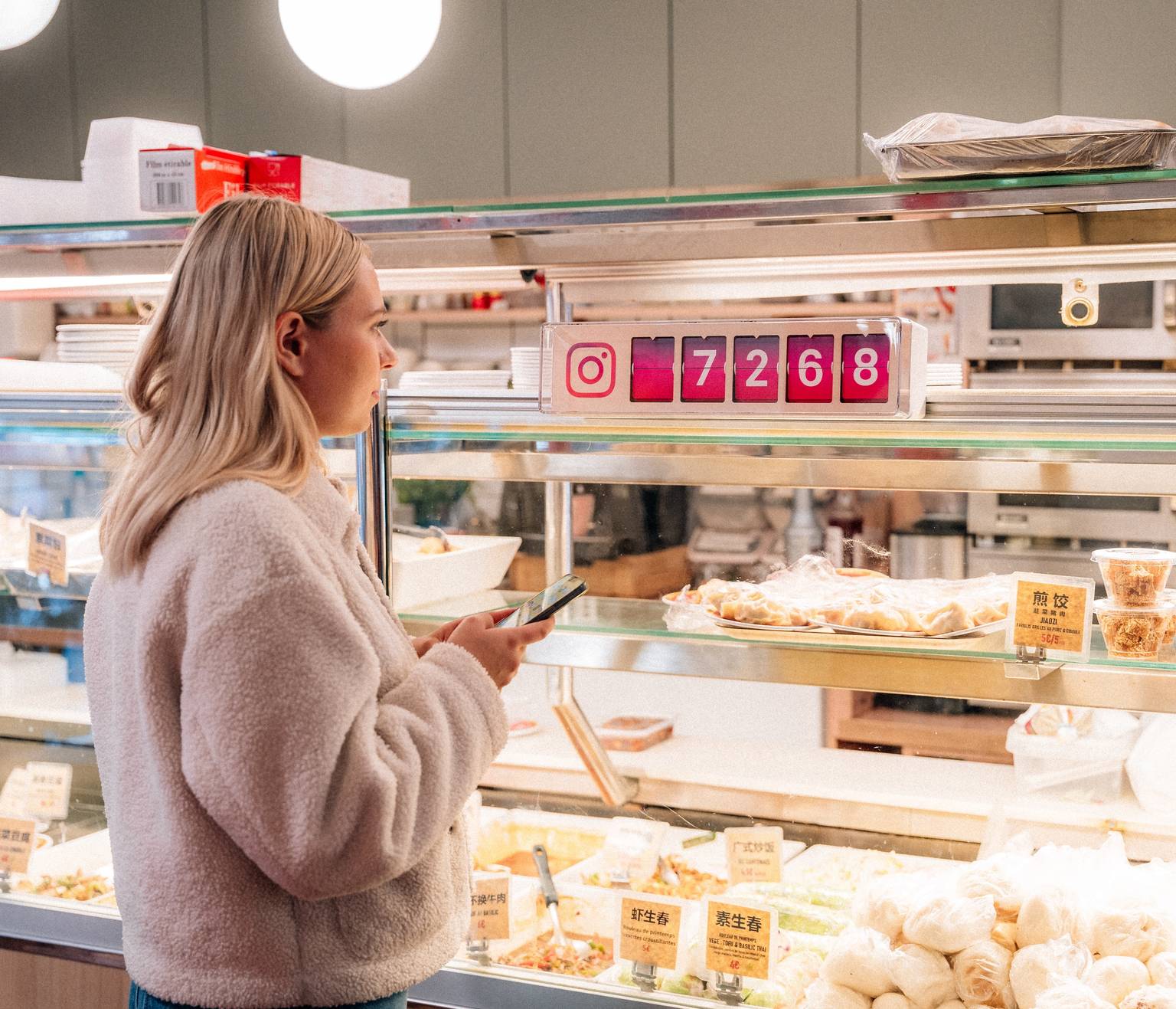 Compteur Instagram Smiirl dans une boutique