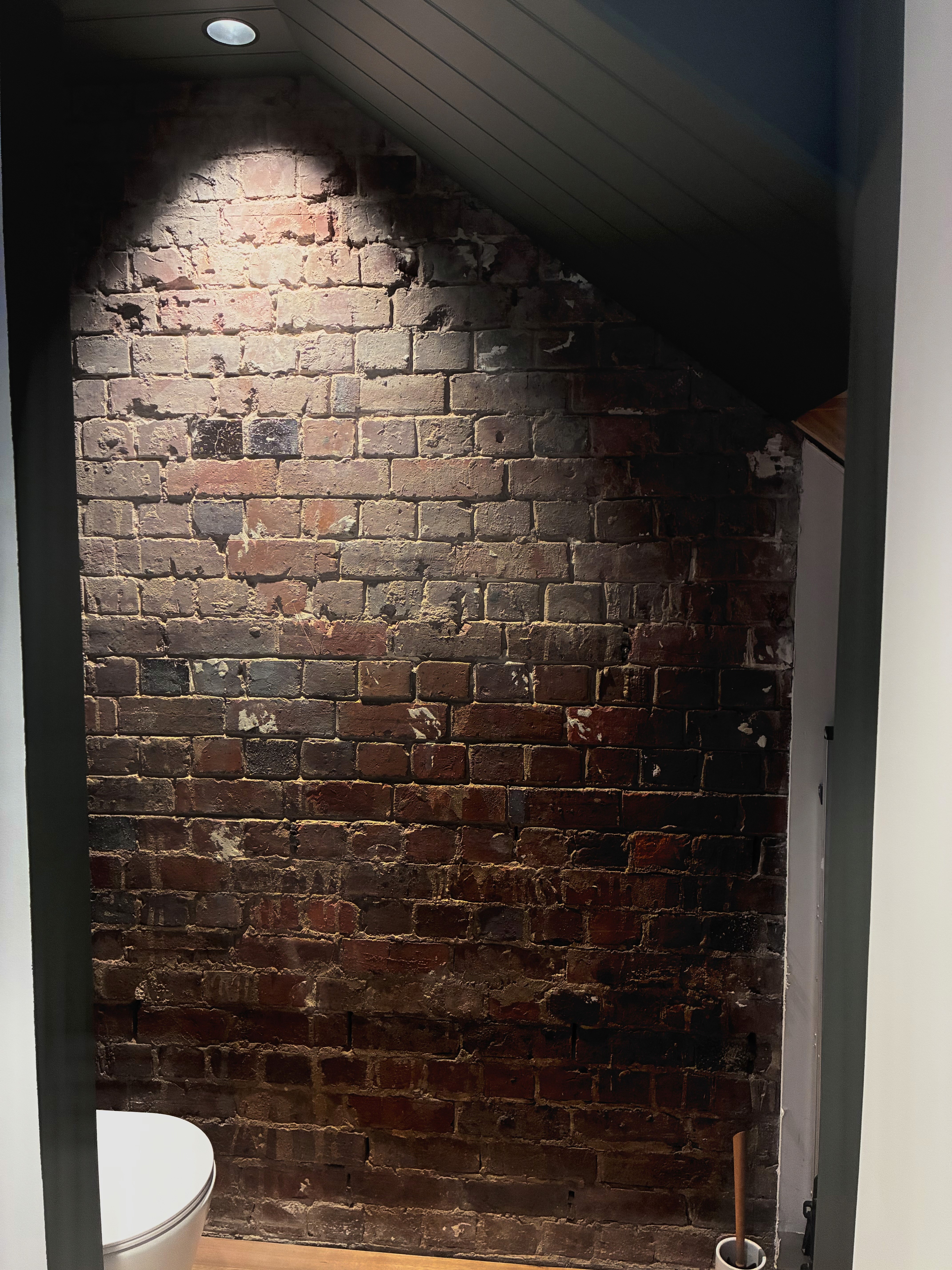 Feature lighting on exposed brick
