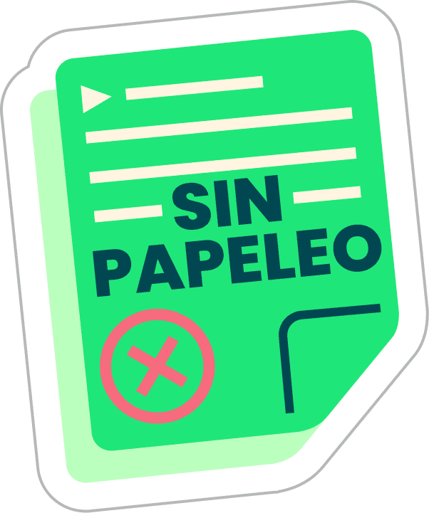 Sticker digital con el mensaje ‘Sin papeleo’, destacando la facilidad de acceso a crédito con zíro