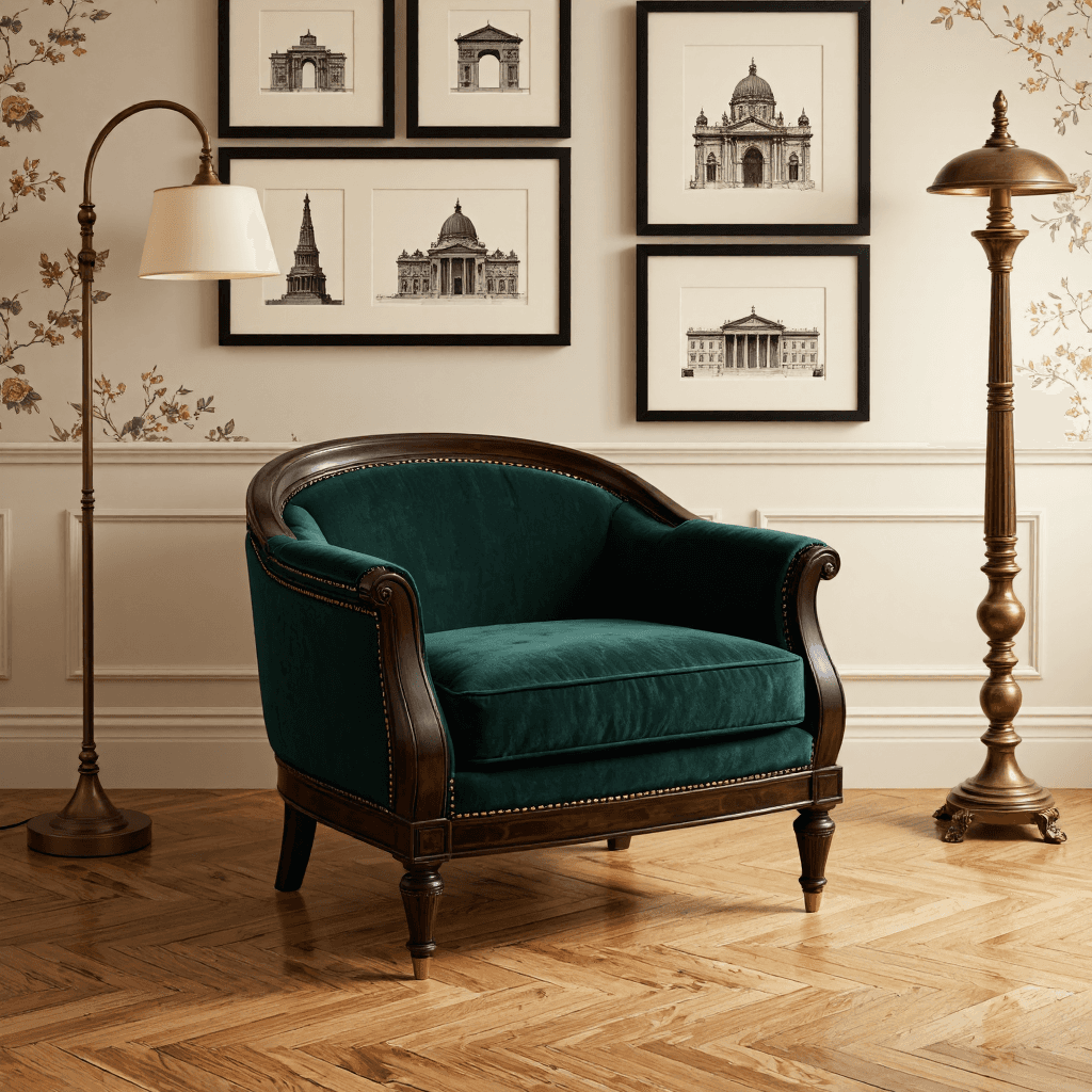 product photography of Elegant vintage-style furniture piece