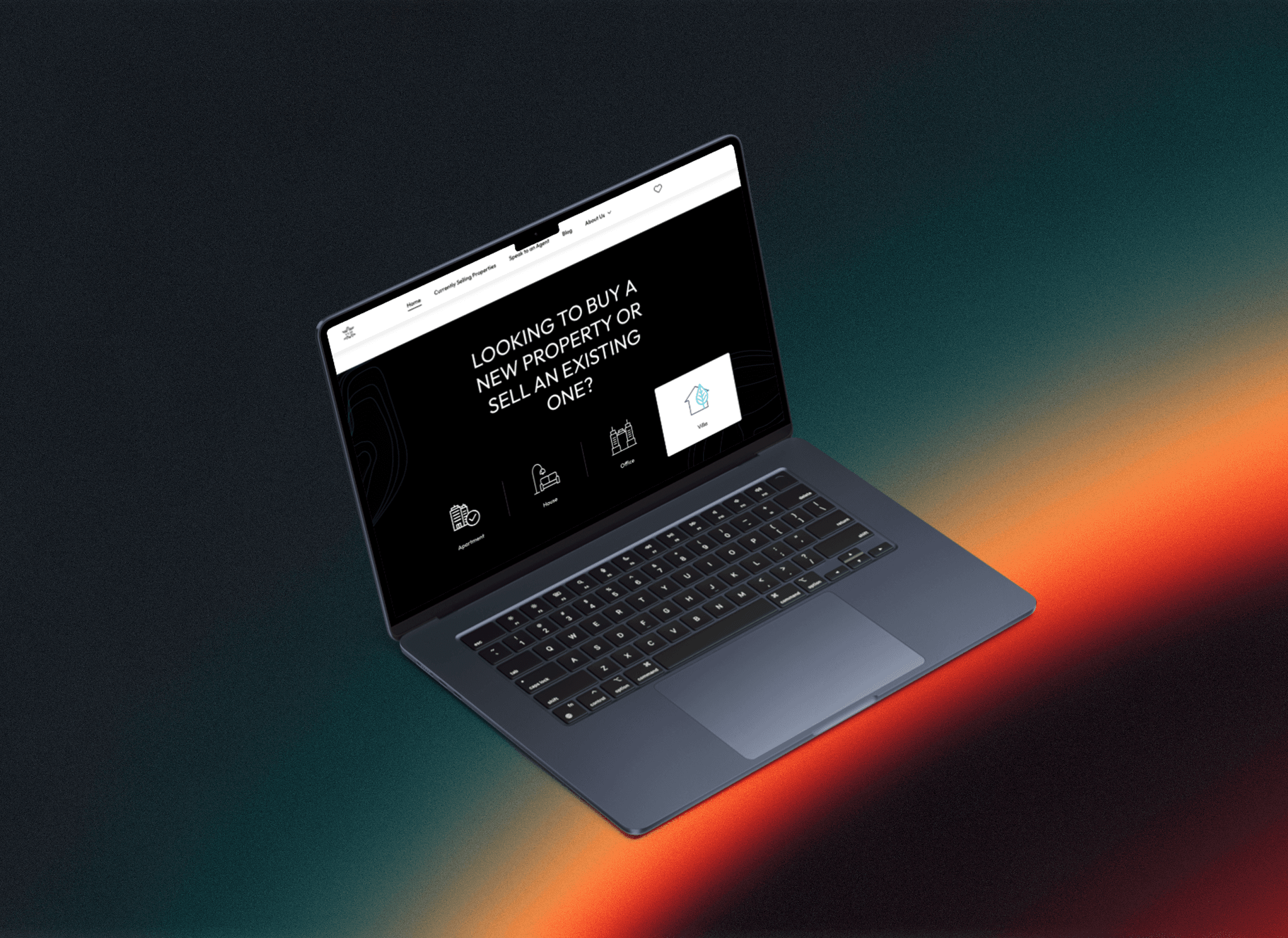 Laptop mockup displayed on a minimal, clean background.