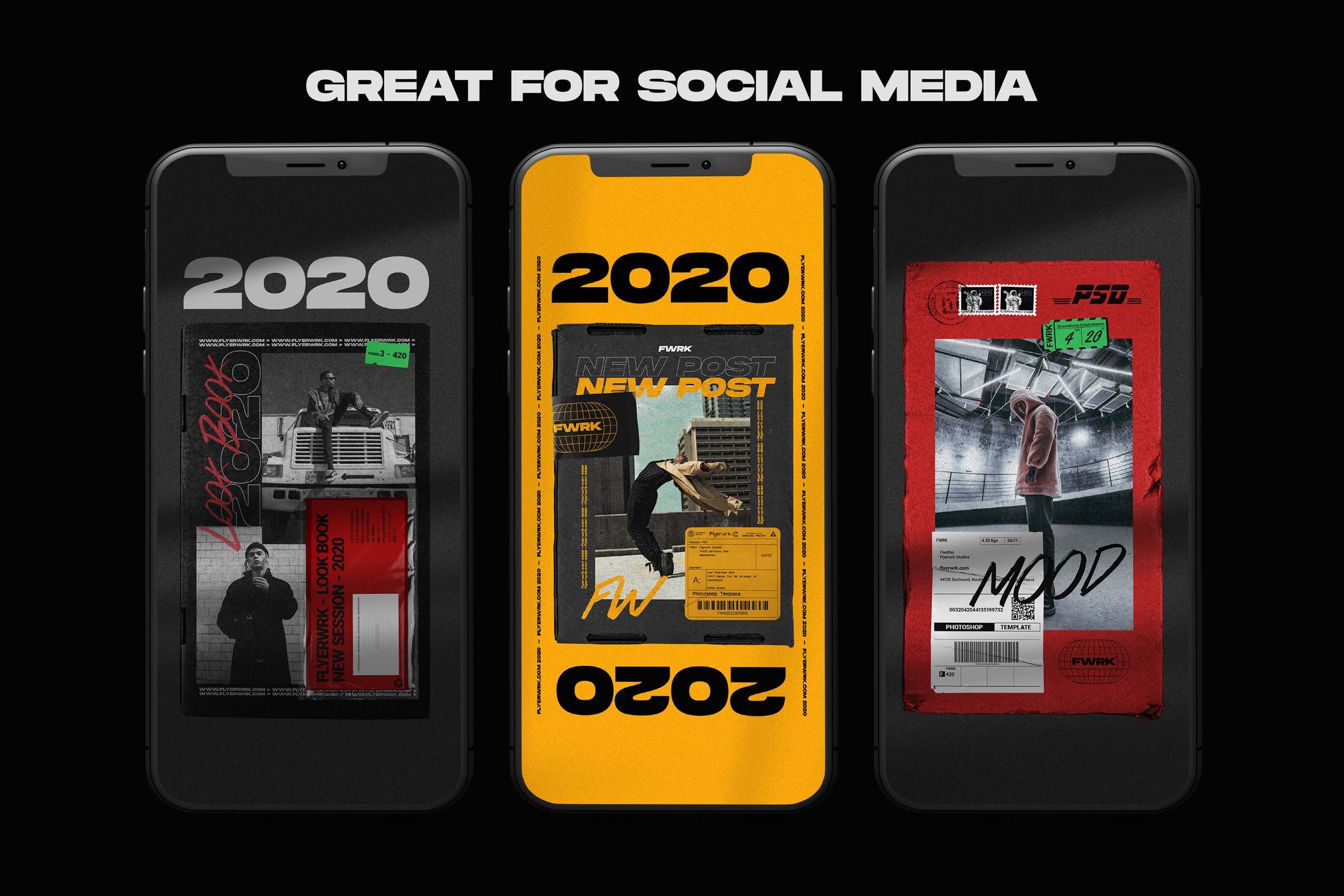 Carton box delivery mockups isolated PNG cardboard boxes in black white and yellow