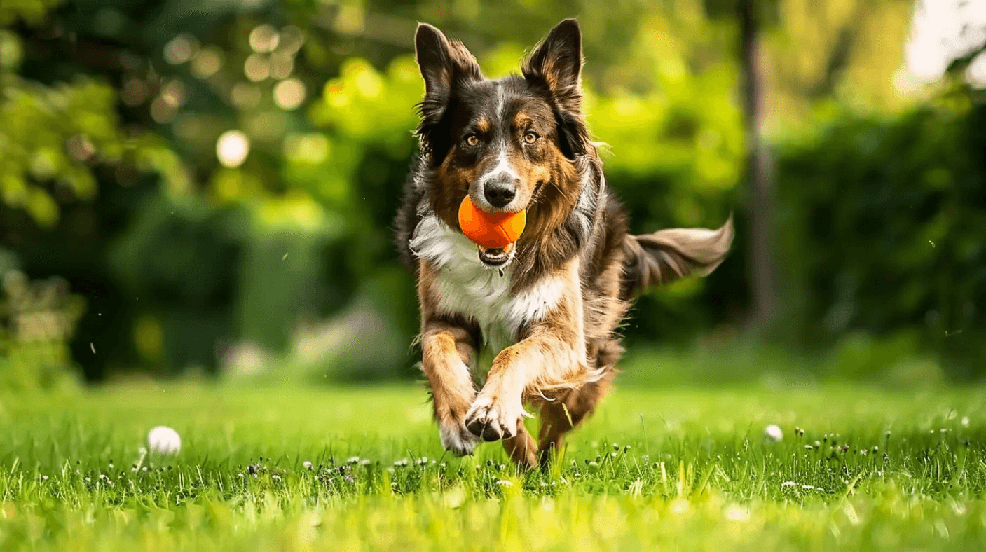 happy-dog-running-on-grass-with-ball