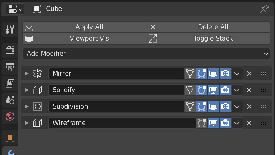 Modifier Tools adds four buttons on top of the modifier stack, allowing you to apply, delete, disable the preview, or open/close them all at once with ease.