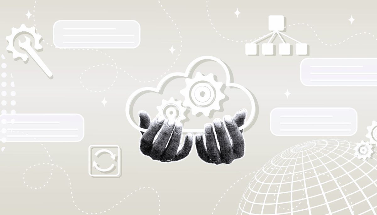 Stylized collage of cloud computing elements, used to depict database technologies every engineer should understand.