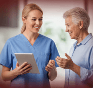 Air quality monitor shows levels of pollutants.