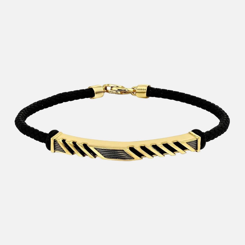 Assos Pırlanta 14 Ayar Altın Şık Tasarım Erkek Bileklik