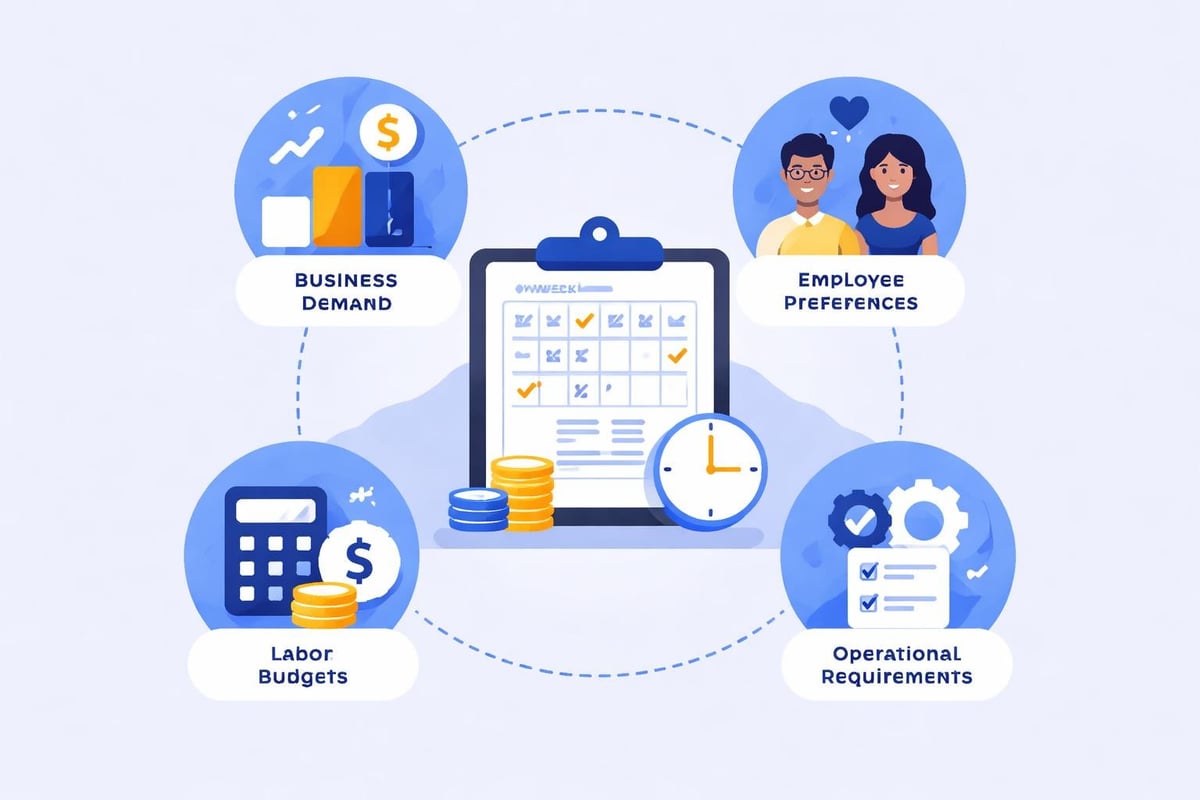 Staff scheduling factors diagram