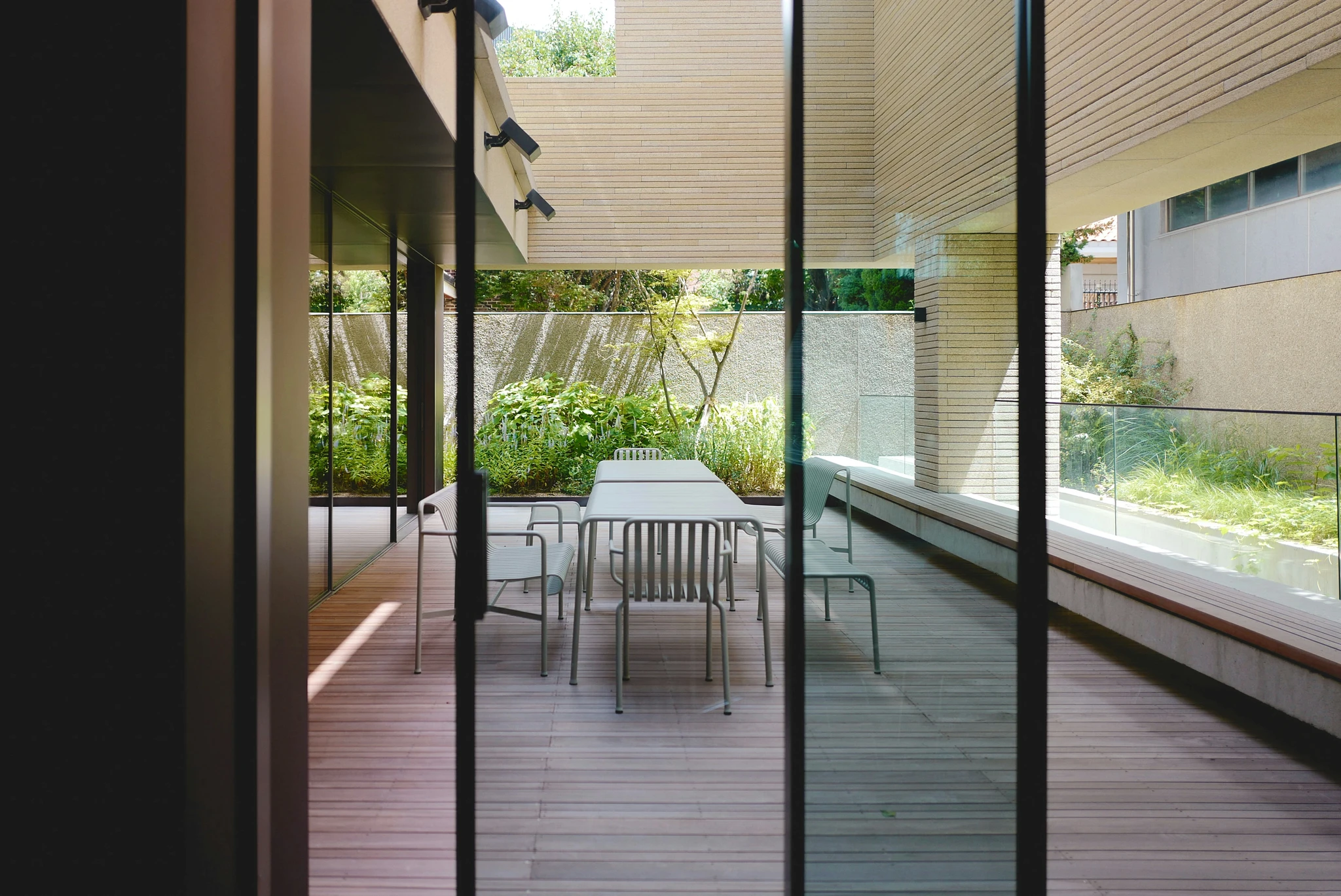 outdoor lamps turned on