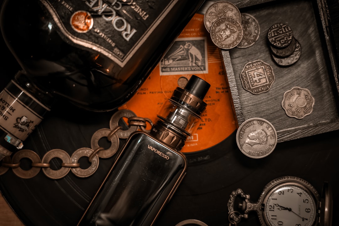 black and silver perfume bottle