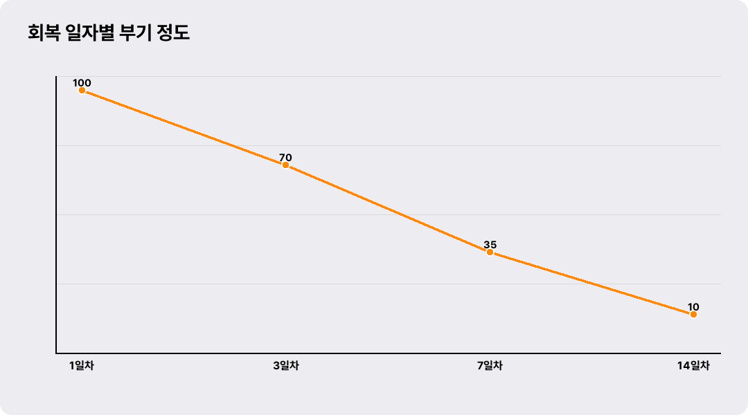 회복 일자별 부기 정도