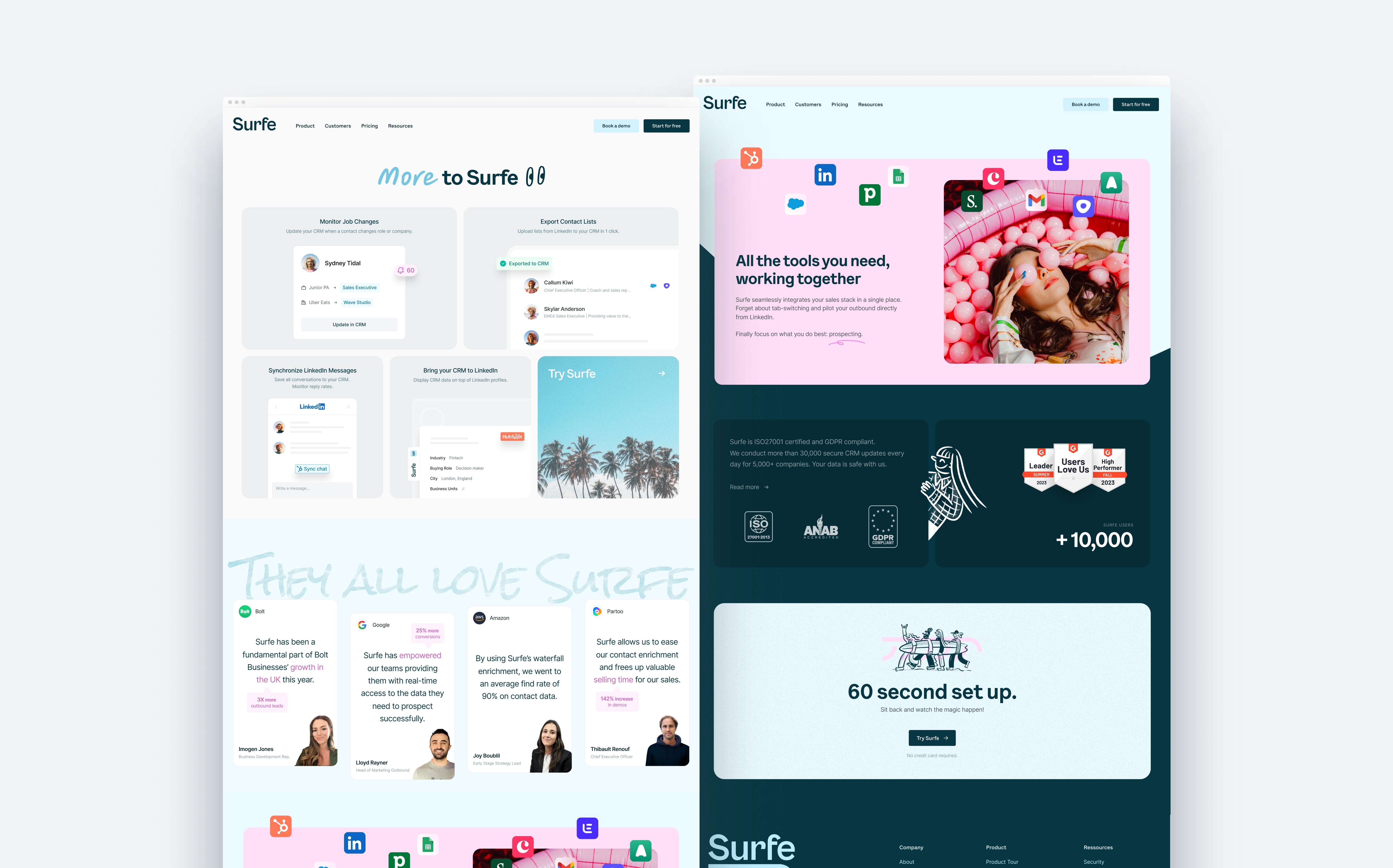 Surfe Homepage UI