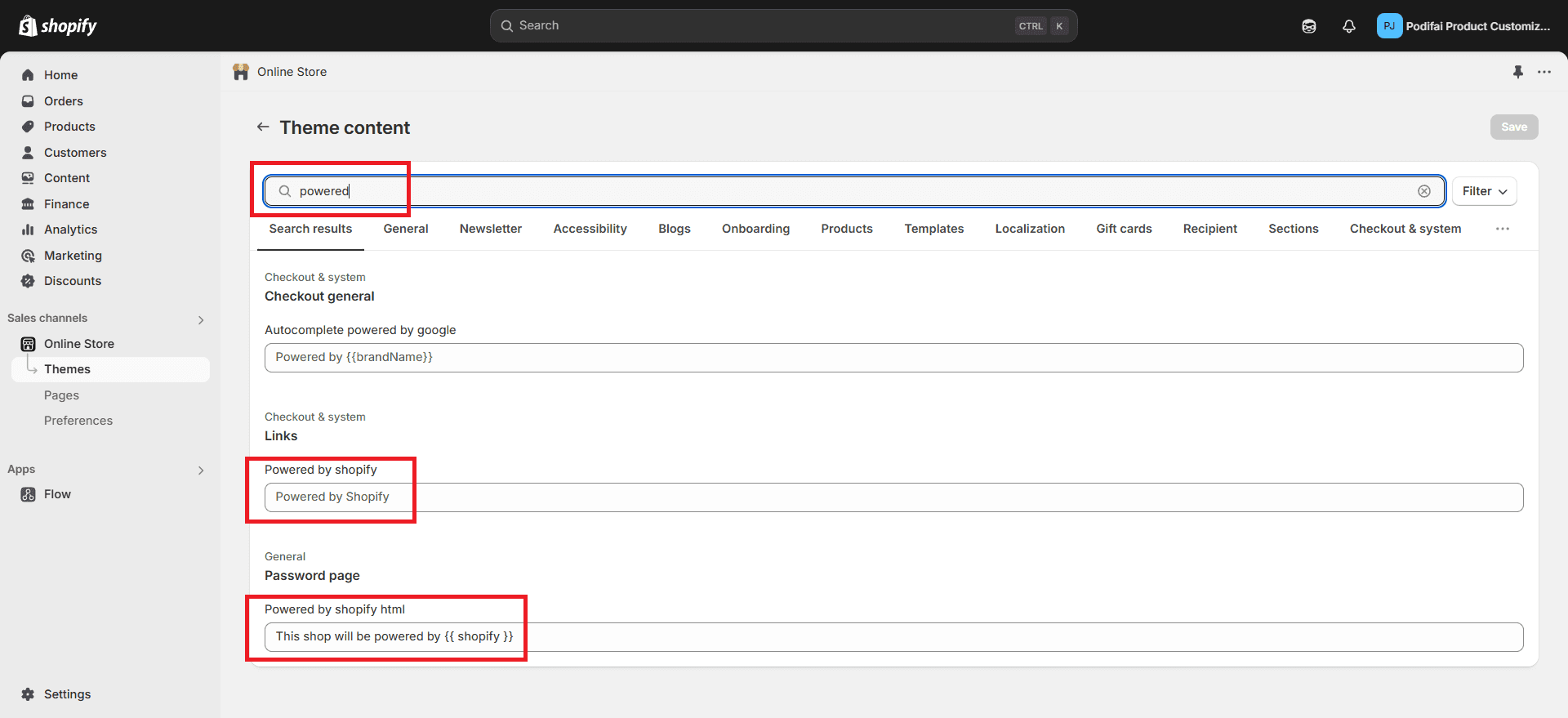 Search powered by Shopify