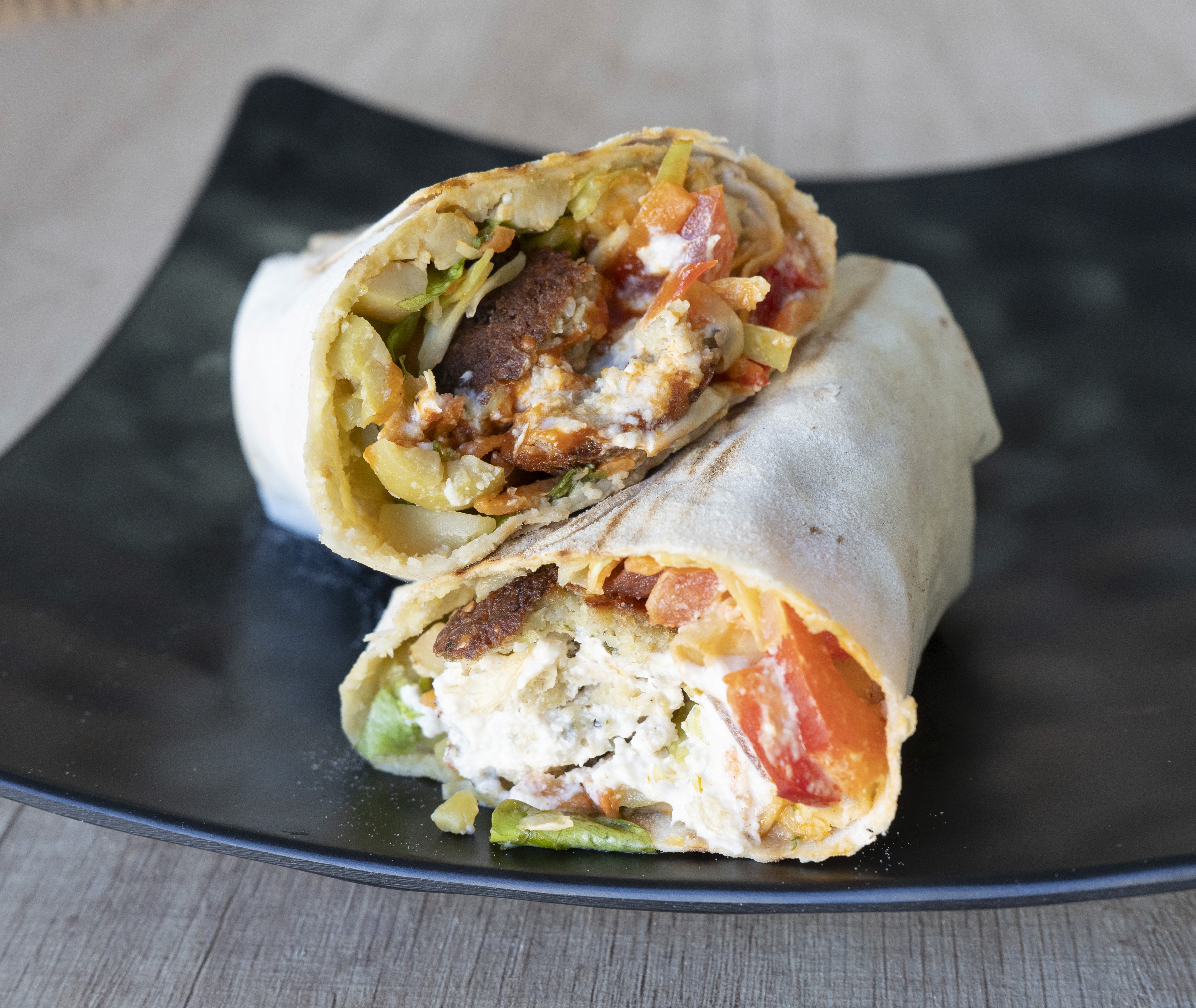 shawarma relleno de falafel.