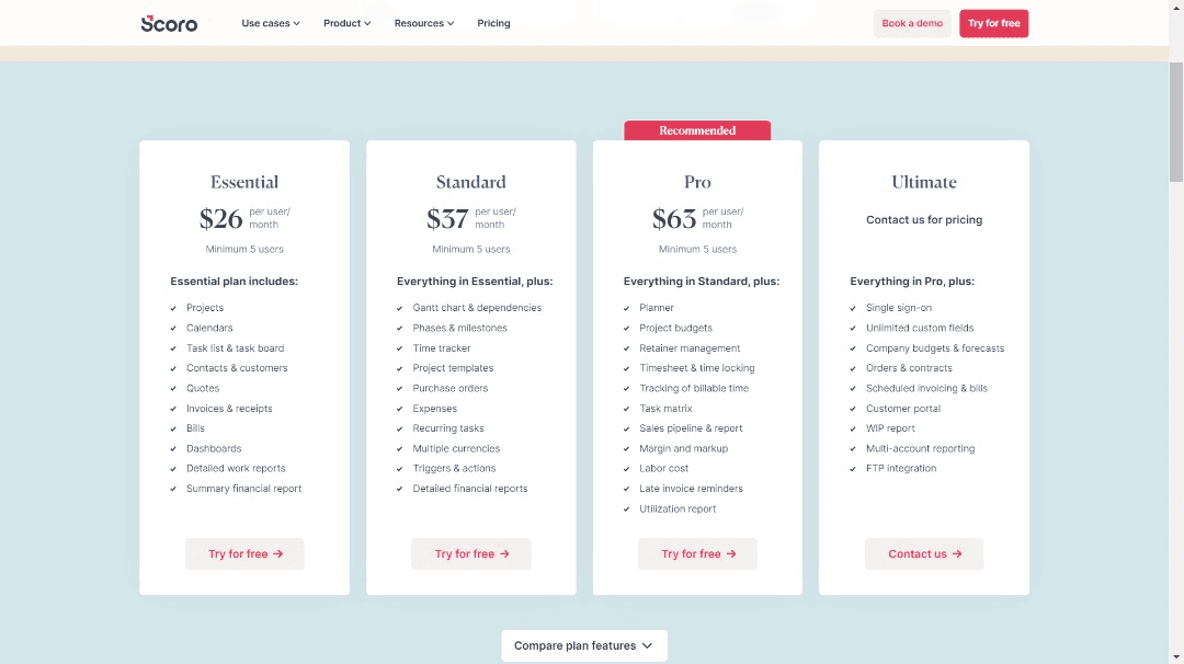 Scoro Pricing