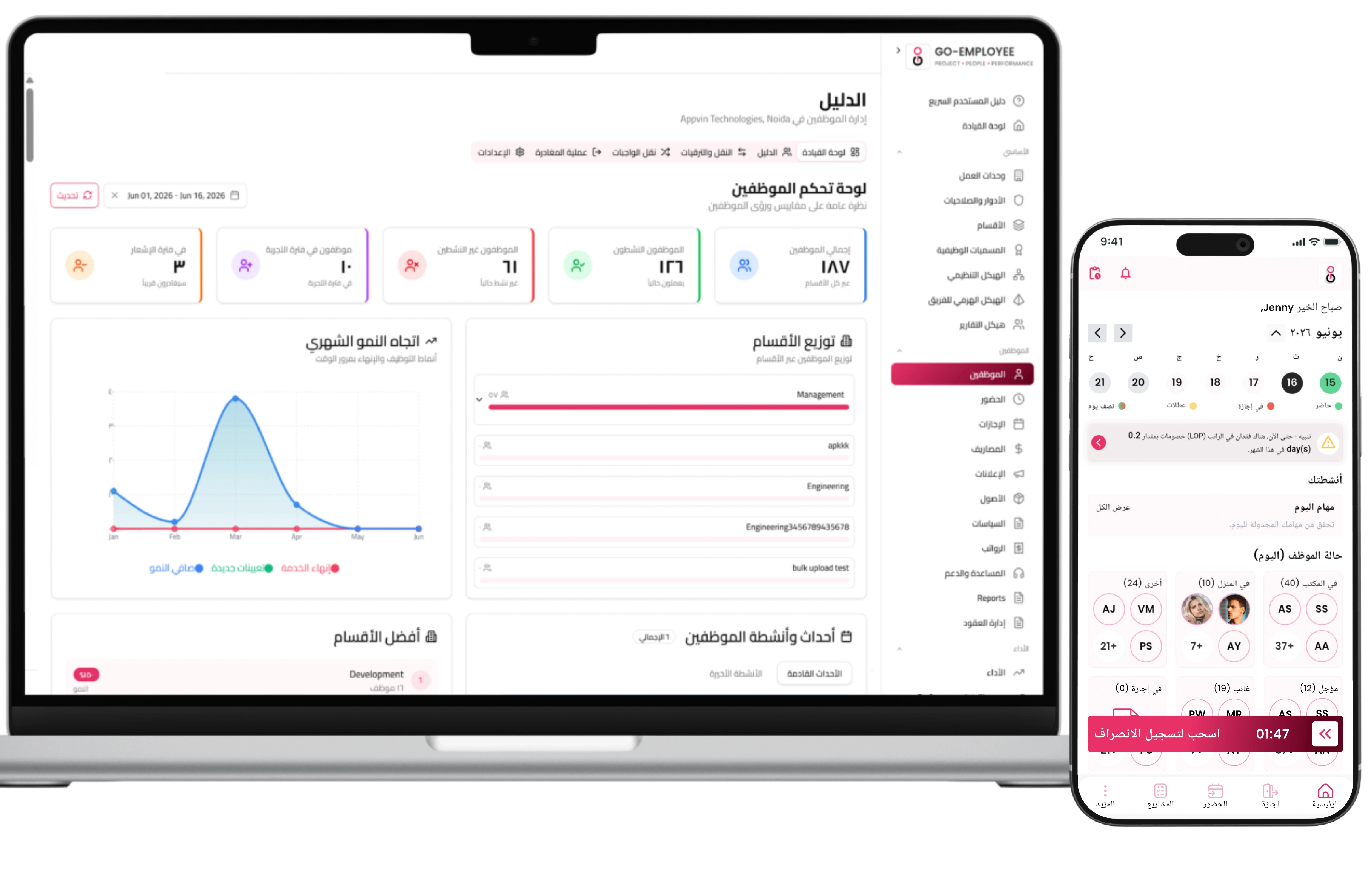 لوحة تحكم تطبيق الويب وتطبيق الهاتف المحمول لـ Go-EMS