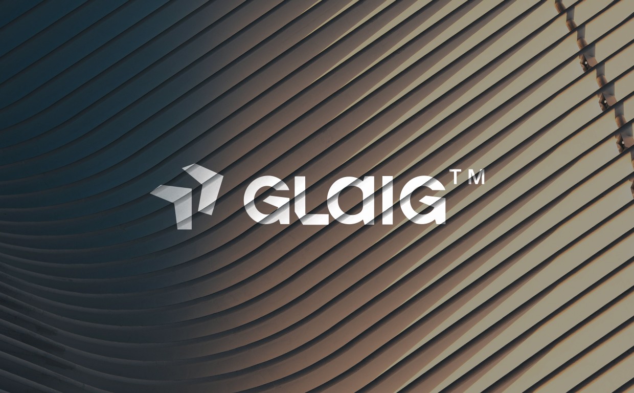 This is the cover image for GLAIG, a Logo design for a tech company based on wordmark logo and brand icon system.