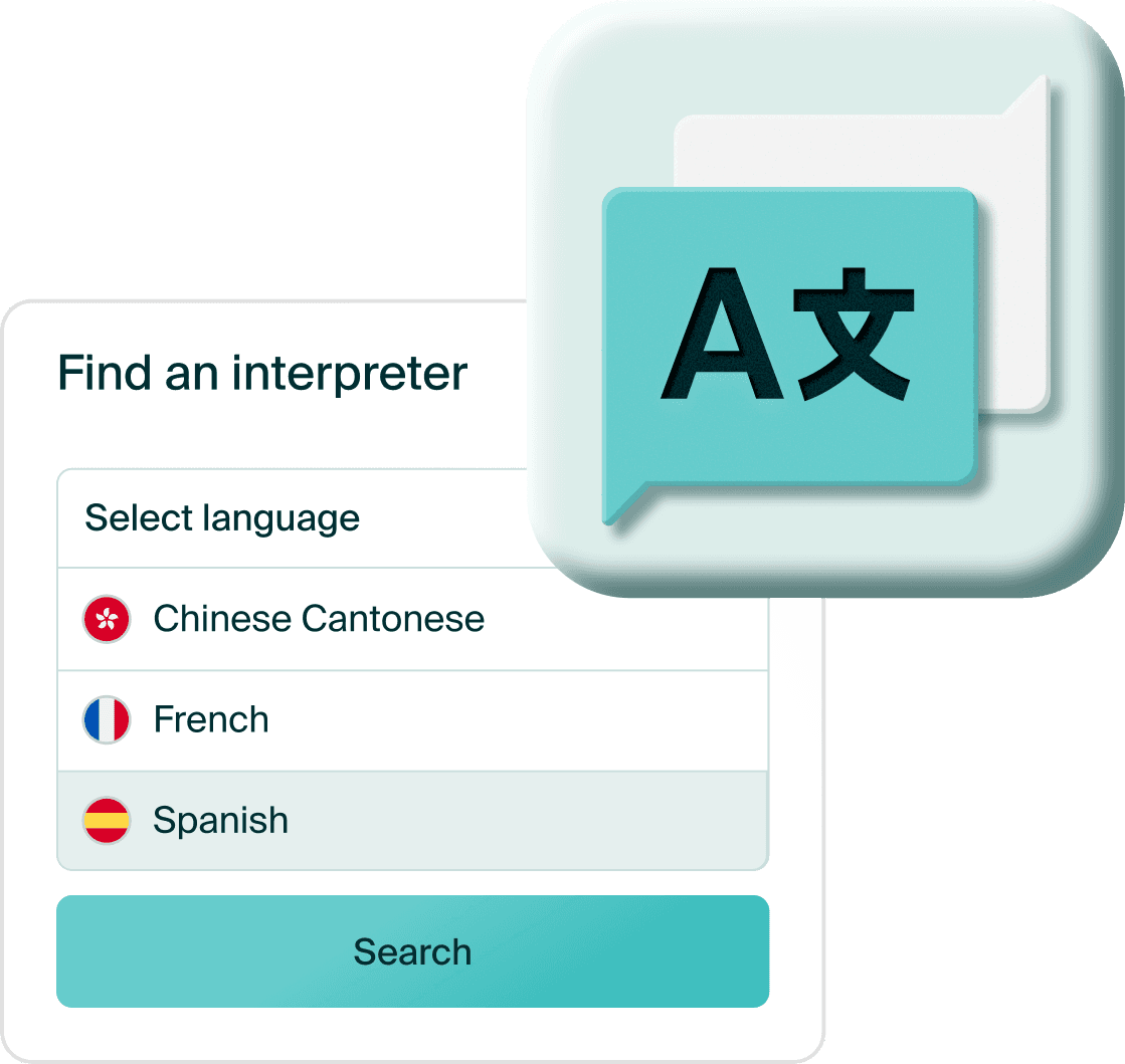 Interpreter language selection interface