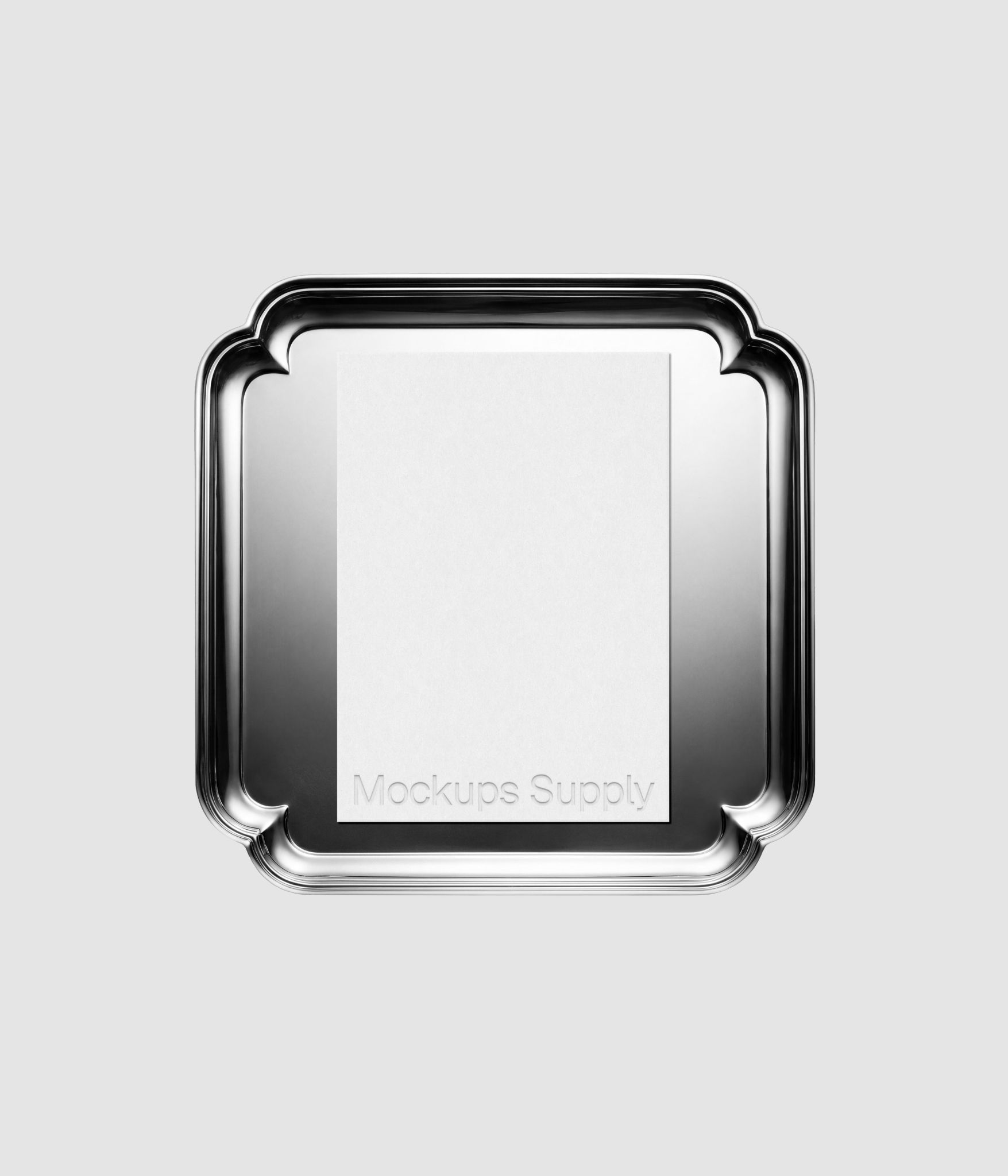 Menu card mockup with embossed logo detail on ornate metal plate for cafe branding and hospitality design showcase